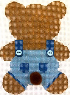 HB-175 Teddy Bear Tails - Blue 3 ⅛ x 4 ⅜  18 Mesh Stitch Guide Included Hummingbird Designs