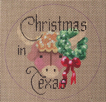 D-103 Christmas in Texas (on brown canvas) 4 round 18 Mesh Designs By Dee