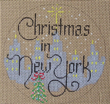 D-123 Christmas in New York (on brown canvas) 4 round 18 Mesh Designs By Dee