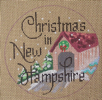 D-134 Christmas in New Hampshire (on brown canvas) 4 round 18 Mesh Designs By Dee