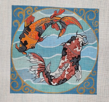 R1242 9 x 9 koi fish duo 18 Mesh Robbyn's Nest Designs