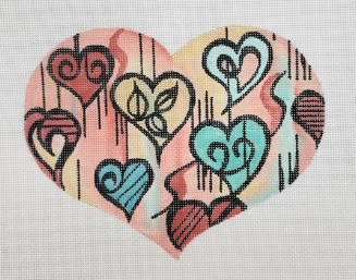 R1225 Orange Watercolor Heart 7" x 5.5" 18 Mesh Robbyn's Nest Designs