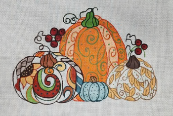 R1233 9.75  x  6.5  Decorative pumpkin quad 18 Mesh Robbyn's Nest Designs