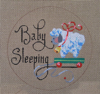 D-155 Baby Sleeping (boy) (on brown canvas) 4 round 18 Mesh Designs By Dee