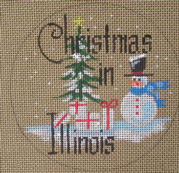 D-137 Christmas in Illinois (on brown canvas) 4 round 18 Mesh Designs By Dee