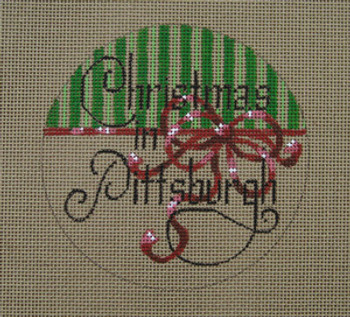 D-206 Christmas in Pittsburgh  (on brown canvas) 4 round 18 Mesh Designs By DEE