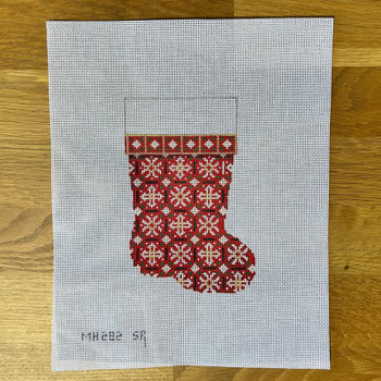 MINI BOOT MH282 Susan Roberts NeedlepointSNOWFLAKES, RED 4" x 6" 18 MESH
