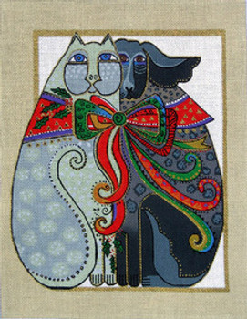 LB-58 Holiday Cat and Dog 10 x 13 18 Mesh LAUREL BURCH