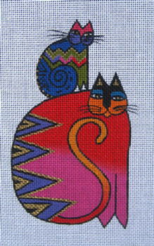 LB-25 Red Cat with Cat on Shoulder 3 ½ x 6 18 Mesh LAUREL BURCH