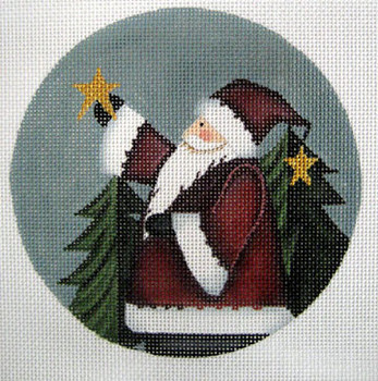 LK-31 Santa Holding Star 5"Round 18 Mesh LAURIE KORSGADEN