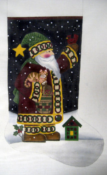 LK-14 Home  Spun Santa Stocking 11 x 22 13 Mesh LAURIE KORSGADEN