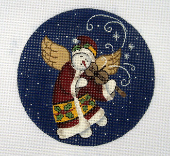 LK-50 Snow Angel And Violin 5" Round 18 Mesh LAURIE KORSGADEN