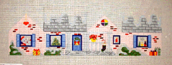 (PPD) PP224AA Christmas 3 D House 15 x 4.25  finished 18 Mesh  Painted Pony Designs