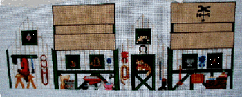 (PPD) PP242AA 3D Equestrian Barn 19.5x6.5 4” finished 18 Mesh Painted Pony Designs