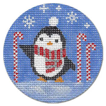 DK-EX 53 Penguin w/Candy Canes  13 Mesh  4” Round Designs by Karen