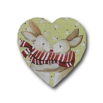 GD-XO 32 2 Bunnies w/Scarf 4 x 4 18 Mesh Ornament Ginny Diezel