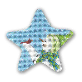 GD-XO 48 Star - Snowman w/Cardinal 4.5” 18 Mesh Ornament Ginny Diezel