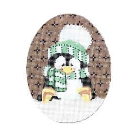SS-XO 07 Penguin with Green Scarf 4 x 5  18 Mesh Simply Shelly