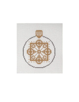 WSD-XO 05 Xmas ball - gold/white 4” rd. 13 Mesh Walker Street Designs