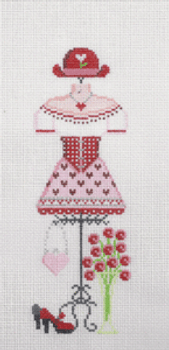 PP350AB Valentines DRESS 3 x 8.5 18 Mesh With Stitch Guide Painted Pony Designs