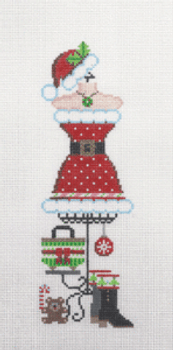 (PPD) PP350AL Santa Christmas DRESS 3 x 8.5 18 Mesh With Stitch Guide Painted Pony Designs