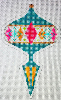CH405L-3 Brilliant Baubles Orn. - Teal Argyle Spike 4 x 6.5 18 Mesh EyeCandy Needleart