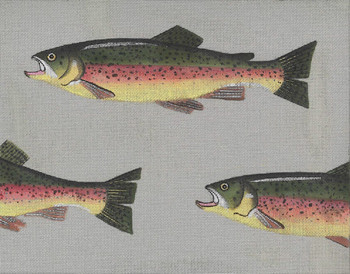 4326 Leigh Designs Rainbow Trout And Fly 11" x 14" 18 Mesh Game Fish