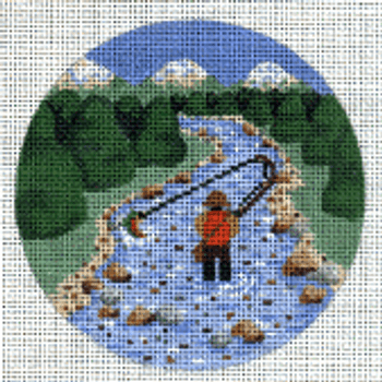 (PPD) PP875AC Fly Fishing Scene 18 Mesh 5” round Painted Pony Designs