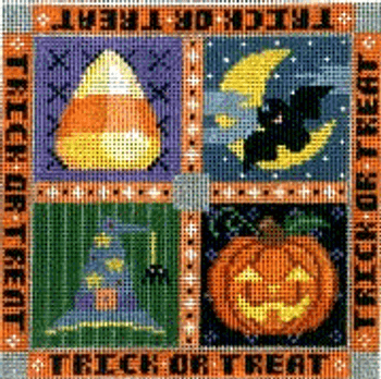 PP885AF Trick or Treat 18 Mesh 5” x 5” 5" Square 18 Mesh Painted Pony Designs