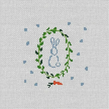 CM98 Blue Bunny Wreath 4" x 4" 18 Mesh Camilla Moss