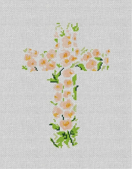 CM103 Floral Cross 5 5" x 7" 18 Mesh Camilla Moss