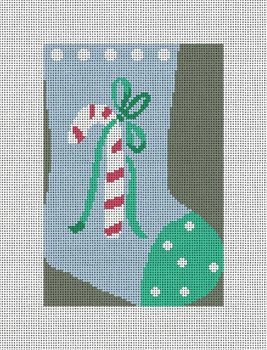 CM124 Candy Cane Mini Stocking 4" x 6" 18 Mesh Camilla Moss