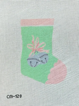 CM128 Jingle Bell Mini Stocking 4" x 6" 18 Mesh Camilla Moss