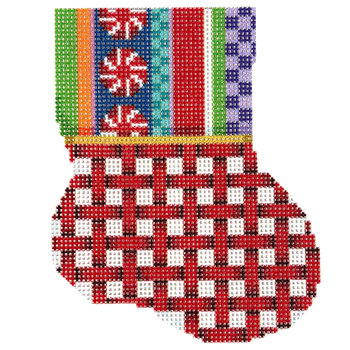 NTG TS507 - Jolly Stripe/Red Lattice Mini Sock 4.25" x 3.5" 18 Mesh Two Sisters Designs