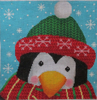 3029 Christmas Penguin Pillow 9 x 9  18 Mesh Tapestry Fair