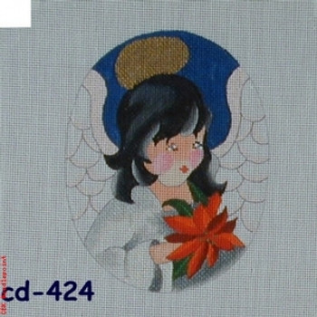 CD-424 Poinsettia Angel Mesh 18 Mesh 4.75 x 6" Bettieray Designs