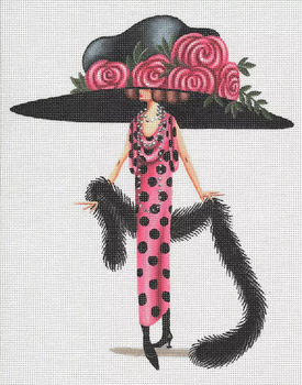 4852 Leigh Designs Rose & Feather Boa 11" x 14" 13 Mesh MadHatter-Lady
