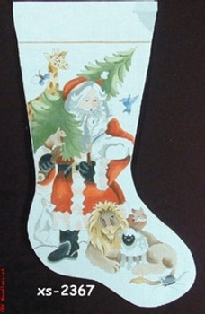 XS-2367 Santa and Lion 13 Mesh 20" Stocking CBK Bettieray Designs