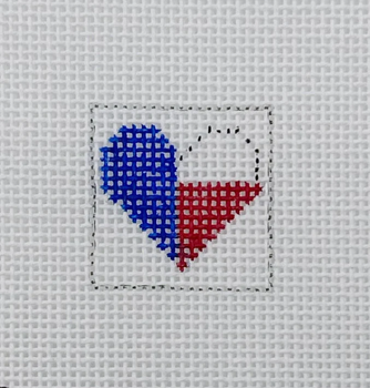 Texas Heart 1 Inch Square - BW573 18 Mesh Blue Waters Needlepoint