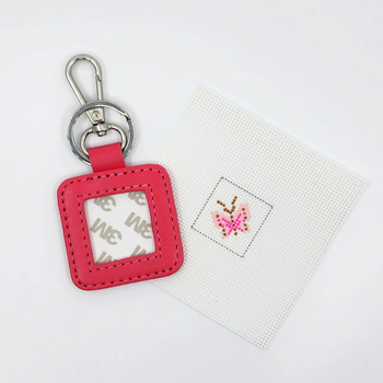Leather Key Fob - Hot Pink with Silver hardware by tilli tomas for Blue Waters Needlepoint