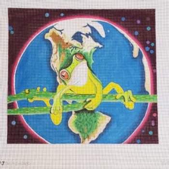 MS2 - Tree Frog Canvas 14 1/2" x 16" on 13 Mesh Mira Scott