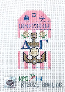 Sorority HHG1 DG Sorority Retro Travel Tag-Delta Gamma 7" x 9" 18 Mesh Kangaroo Paw Designs