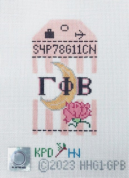 Sorority HHG1 GPB Sorority Retro Travel Tag-Gamma Phi Beta 7" x 9" 18 Mesh Kangaroo Paw Designs