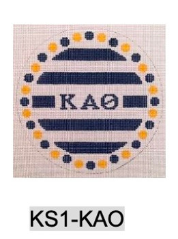 Sorority KS1 KAO w/stripes and dots-Kappa Alpha Theta 4.75" Round 18 Mesh Officially Licensed Kangaroo Paw Designs