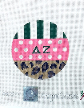 Sorority 4ML22 DZ multi leopard Delta Zeta 4" Round 18 Mesh Officially Licensed Kangaroo Paw Designs