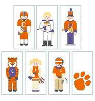 CO1076 Clemson Mascot 1.5 x 3 18 Mesh Kathy Schenkel Designs