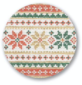 DK-EX 25 Red, Gold, Green Poinsettia13 Mesh 4" Rnd. Designs by Karen