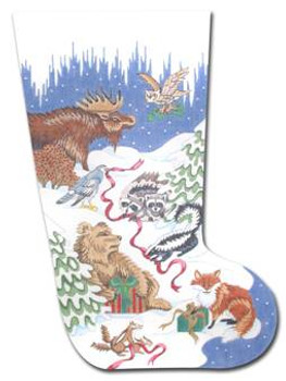 CJ215 Forest Animals III 18 Mesh 20" Christmas Stocking Eddie & Ginger 