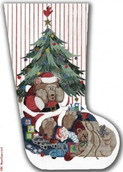 CJ175 Santa Bear 13 Mesh 20" Christmas Stocking Eddie & Ginger 