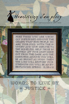 Words To Live By : JUSTICE  200w x 191h by Heartstring Samplery 25-2682